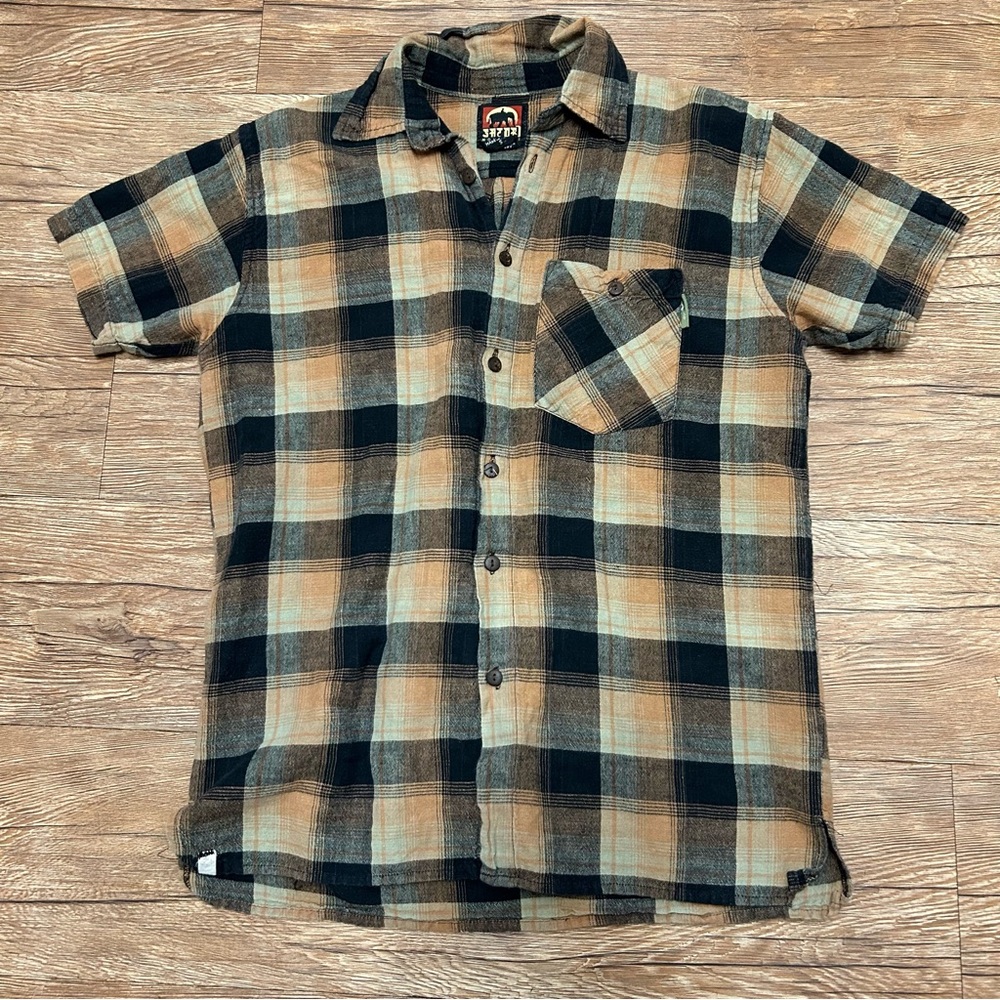 Hemp flannel shirt sleeve button up